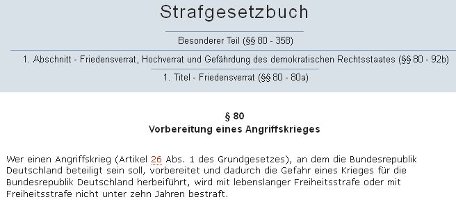 Strafgesetzbuch Artikel 80 -
                              Bildquelle: Screenshot-Ausschnitt
                              www.dejure.org