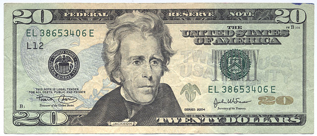 Andrew Jackson 20 US-Dollar - Bildquelle: Wikipedia / Public Domain