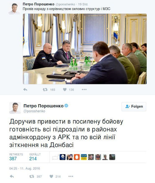 Twitter - Poroschenko - Bildquelle: Screenshot-Ausschnitt Twitter